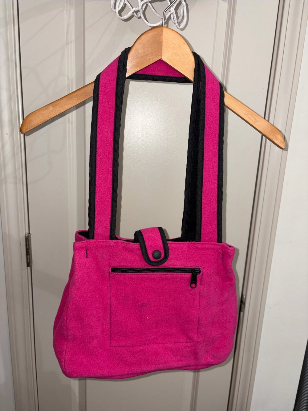 Rare Johnson Woolen Mills Tote Bag Purse Red Wool Vintage Hard Bottom